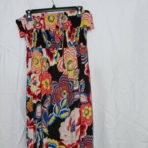 Floral Multicolor Strapless Maxi Dress